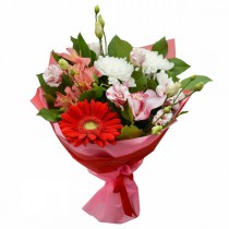 A small bouquet with a gerbera and an orchid for Mom